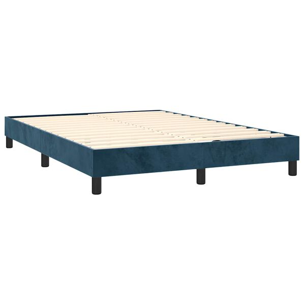 vidaXL Cama box spring con colch&oacute;n terciopelo azul oscuro 140x190 cm