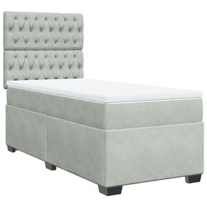 vidaXL Cama box spring con colch&oacute;n terciopelo gris claro 80x200 cm