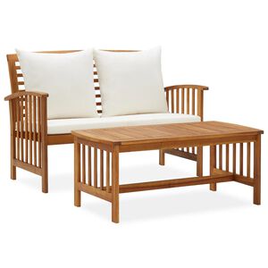 vidaXL Muebles de jard&iacute;n 2 piezas con cojines madera maciza de acacia