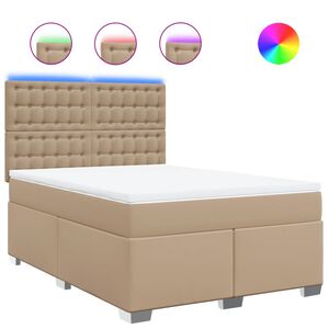 vidaXL Cama box spring con colch&oacute;n cuero sint&eacute;tico capuchino 160x200cm