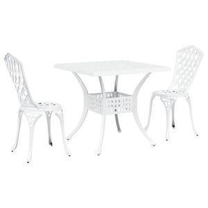 vidaXL Conjunto de mesa de jard&iacute;n 3 pcs Blanco Aluminio fundido