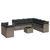 vidaXL Set de sof&aacute;s de jard&iacute;n 10 pzas con cojines rat&aacute;n sint&eacute;tico gris