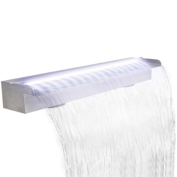 vidaXL Fuente cascada rectangular LED piscina acero inoxidable 90 cm