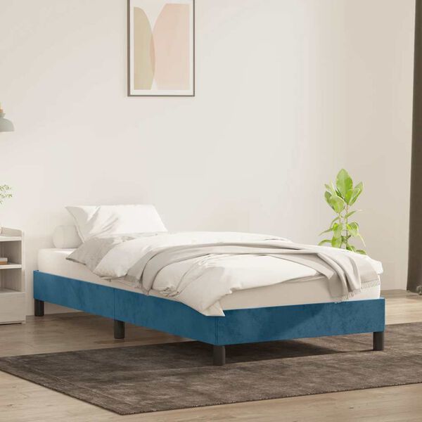 vidaXL Estructura de cama sin colch&oacute;n terciopelo azul oscuro 90x220 cm