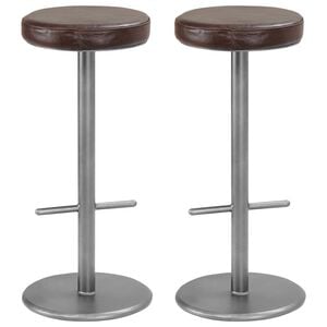 vidaXL Taburetes de cocina 2 uds cuero aut&eacute;ntico marr&oacute;n envejecido