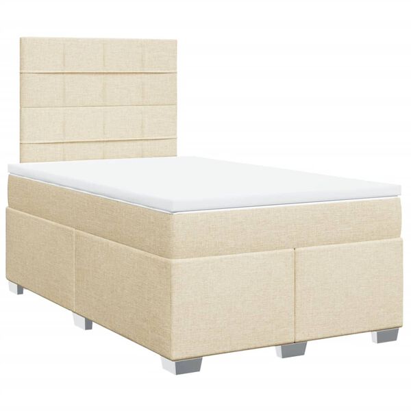 vidaXL Cama box spring con colch&oacute;n tela color crema 120x200 cm