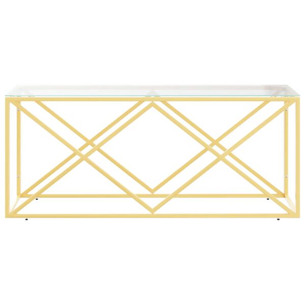 vidaXL Mesa de centro acero inoxidable y vidrio 110x45x45 cm