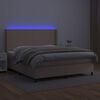 vidaXL Cama box spring colch&oacute;n LED cuero sint&eacute;tico capuchino 160x200cm