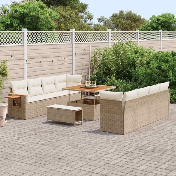 vidaXL Conjunto de sof&aacute;s de jard&iacute;n con coj&iacute;n 12 pcs Beige y Crema