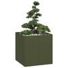 vidaXL Jardinera acero verde oliva 80x80x80 cm