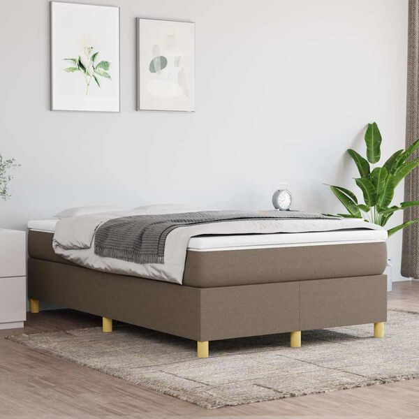 vidaXL Cama box spring con colch&oacute;n tela gris taupe 120x190 cm