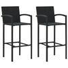 vidaXL Taburetes de cocina 2 unidades rat&aacute;n sint&eacute;tico negro