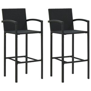 vidaXL Taburetes de cocina 2 unidades rat&aacute;n sint&eacute;tico negro