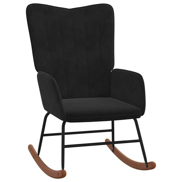 vidaXL Silla mecedora con reposapi&eacute;s terciopelo negro