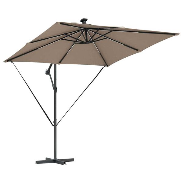 vidaXL Parasol de cantilever tipo pl&aacute;tano Taup&eacute; 249 x 249 x 250 cm