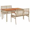 vidaXL Set comedor de jard&iacute;n 3 pzas con cojines rat&aacute;n sint&eacute;tico beige