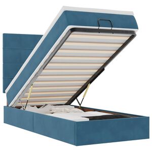 vidaXL Estructura de cama otomana colchones terciopelo azul oscuro