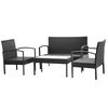 vidaXL Set muebles de jardín 4 piezas y cojines ratán sintético negro