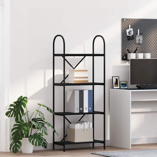 vidaXL Estante de libros Roble Negro 60 x 30 x 146 cm