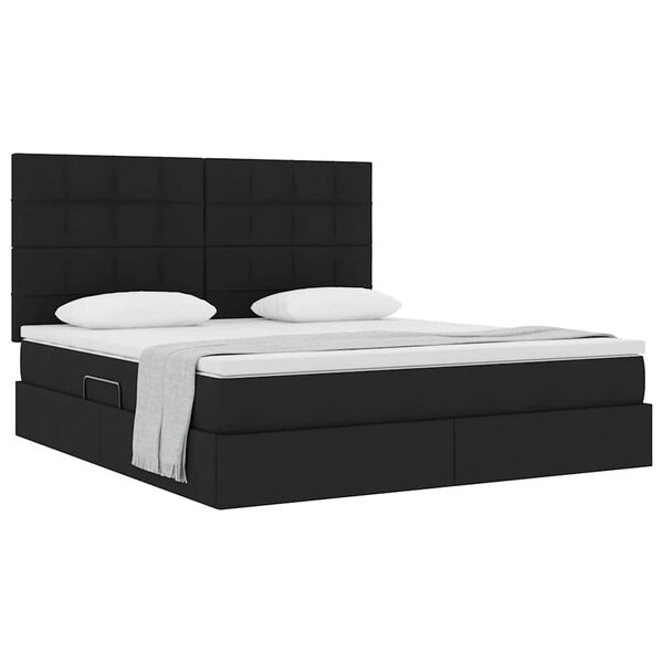 vidaXL Cama con almacenamiento Negro 180 x 200 cm Cuero sintético
