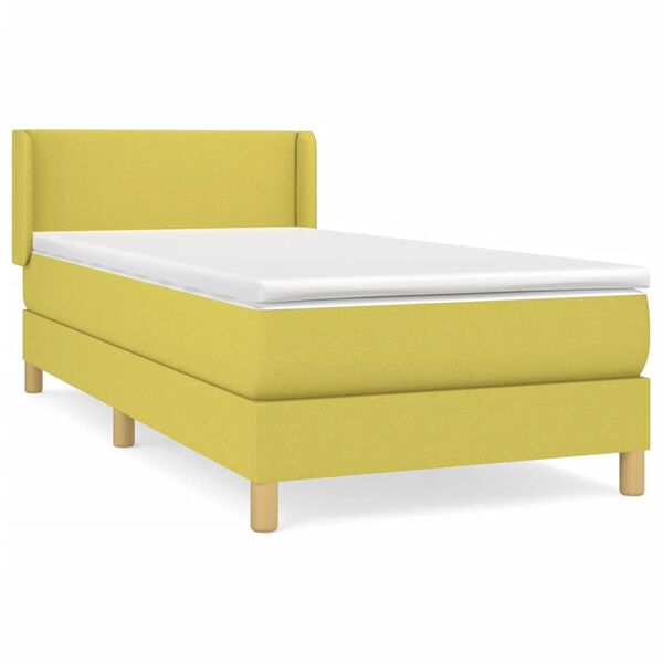 vidaXL Cama box spring con colch&oacute;n tela verde 100x200 cm