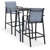 vidaXL Mesa alta y taburetes de bar de jard&iacute;n 3 piezas negro y gris