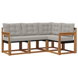 vidaXL Conjunto de sof&aacute;s de exterior 4 uds. Gris Natural y Claro