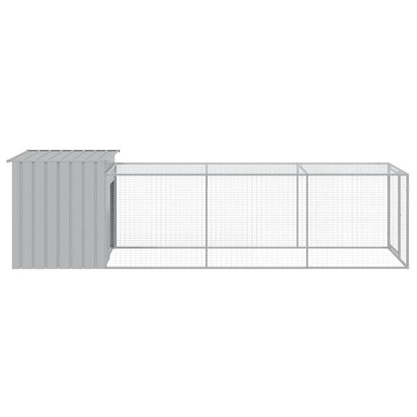 vidaXL Gallinero con corral acero galvanizado gris claro 110x405x110cm