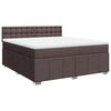vidaXL Cama box spring con colch&oacute;n tela marr&oacute;n oscuro 180x200 cm