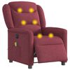 vidaXL Sillón de masaje reclinable eléctrico tela rojo tinto