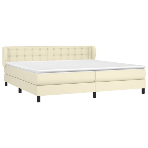 vidaXL Cama box spring con colch&oacute;n cuero sint&eacute;tico crema 200x200 cm
