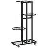 vidaXL Soporte para flores 4 alturas y ruedas hierro negro 44x23x80 cm