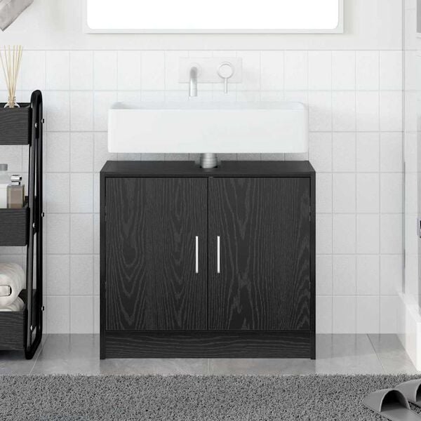 vidaXL Gabinete de Ba&ntilde;o con almacenamiento Roble Negro 63 x 29 x 55 cm