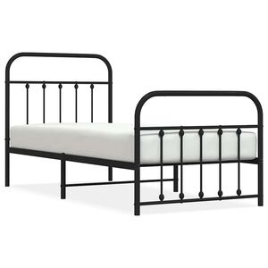 vidaXL Estructura cama sin colch&oacute;n con estribo metal negro 90x190 cm
