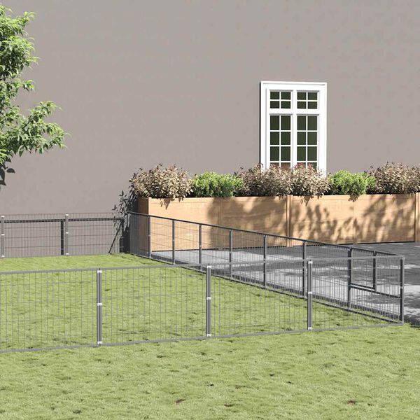 vidaXL Perrera plateada 72 m&sup2; acero