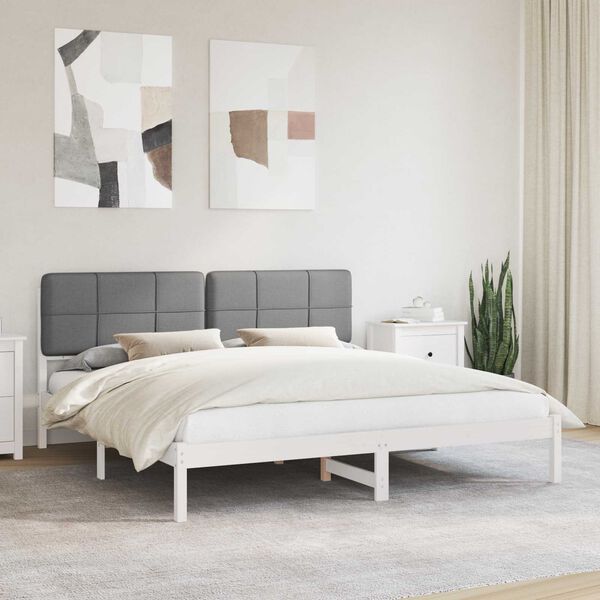 vidaXL Estructura de Cama con Cabecera Tapizada Gris Claro