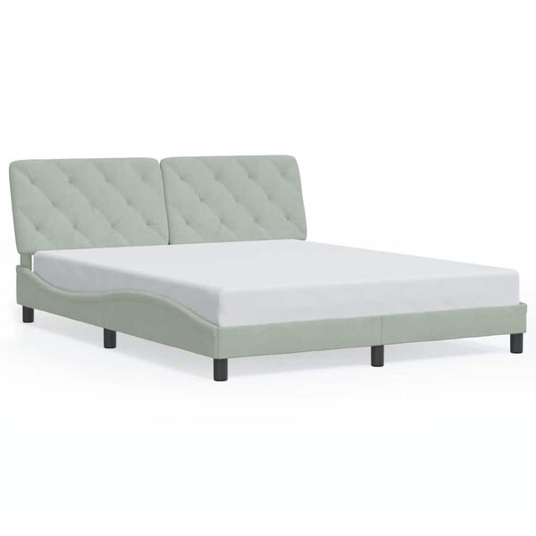 vidaXL Estructura de cama sin colch&oacute;n terciopelo gris claro 160x200 cm