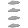 vidaXL Estantes flotantes de pared 4 uds MDF gris 25x25x3,8 cm