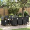 vidaXL Conjunto de Comedor de Jard&iacute;n 9 pcs Negro rat&aacute;n sint&eacute;tico