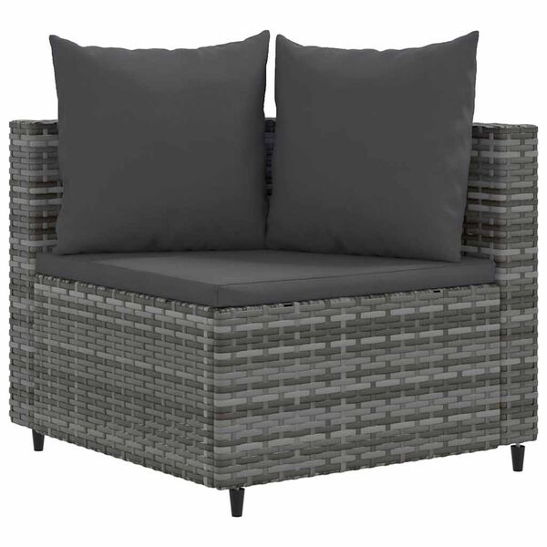 vidaXL Set de muebles de jardín 6 pzas y cojines ratán sintético gris