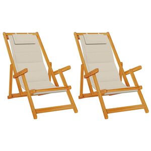 vidaXL Silla de playa 2 uds. Marr&oacute;n Madera de Acacia S&oacute;lida