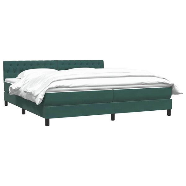 vidaXL Cama box spring con colch&oacute;n terciopelo verde oscuro 200x210 cm