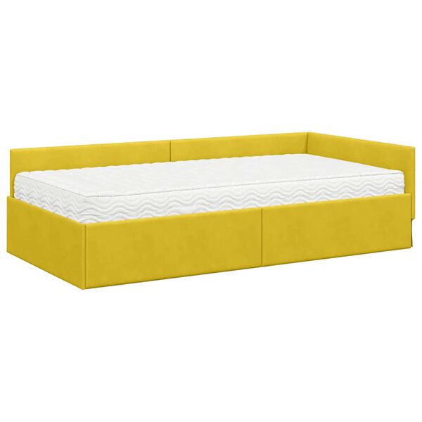 vidaXL Estructura de Cama Esquina con Colch&oacute;n Otro 2 pcs Amarillo