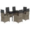 vidaXL Set comedor jard&iacute;n 7 pzas y cojines rat&aacute;n sint&eacute;tico gris