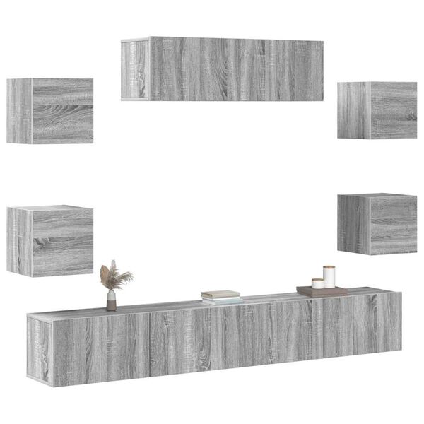 vidaXL Set de muebles para TV 7 pzas madera contrachapada gris Sonoma