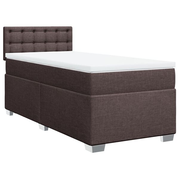 vidaXL Cama box spring con colch&oacute;n tela marr&oacute;n oscuro 80x200 cm