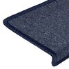 vidaXL Alfombrillas para escaleras 15 unidades 65x21x4 cm Gris oscuro y azul Borde rectangular