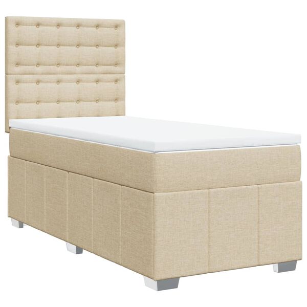 vidaXL Cama box spring con colch&oacute;n tela color crema 90x200 cm