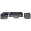 vidaXL Set de sof&aacute;s de jard&iacute;n 7 piezas y cojines rat&aacute;n sint&eacute;tico gris