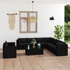 vidaXL Set de muebles de jard&iacute;n 11 pzas cojines rat&aacute;n sint&eacute;tico negro
